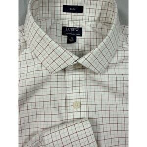 J.CREW Slim Fit Flex Wrinkle Free Shirt Medium White Red Plaid Button Down